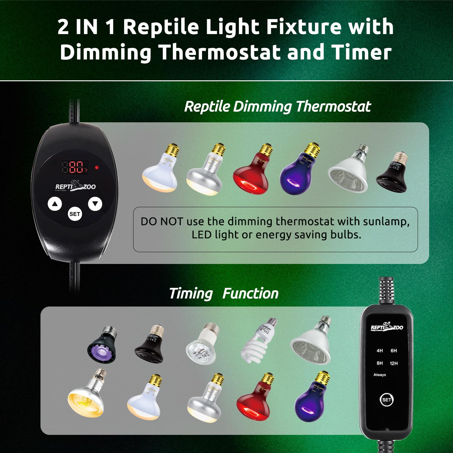 REPTI ZOO thermostat-dimming side ready for precise temperature adjustments.