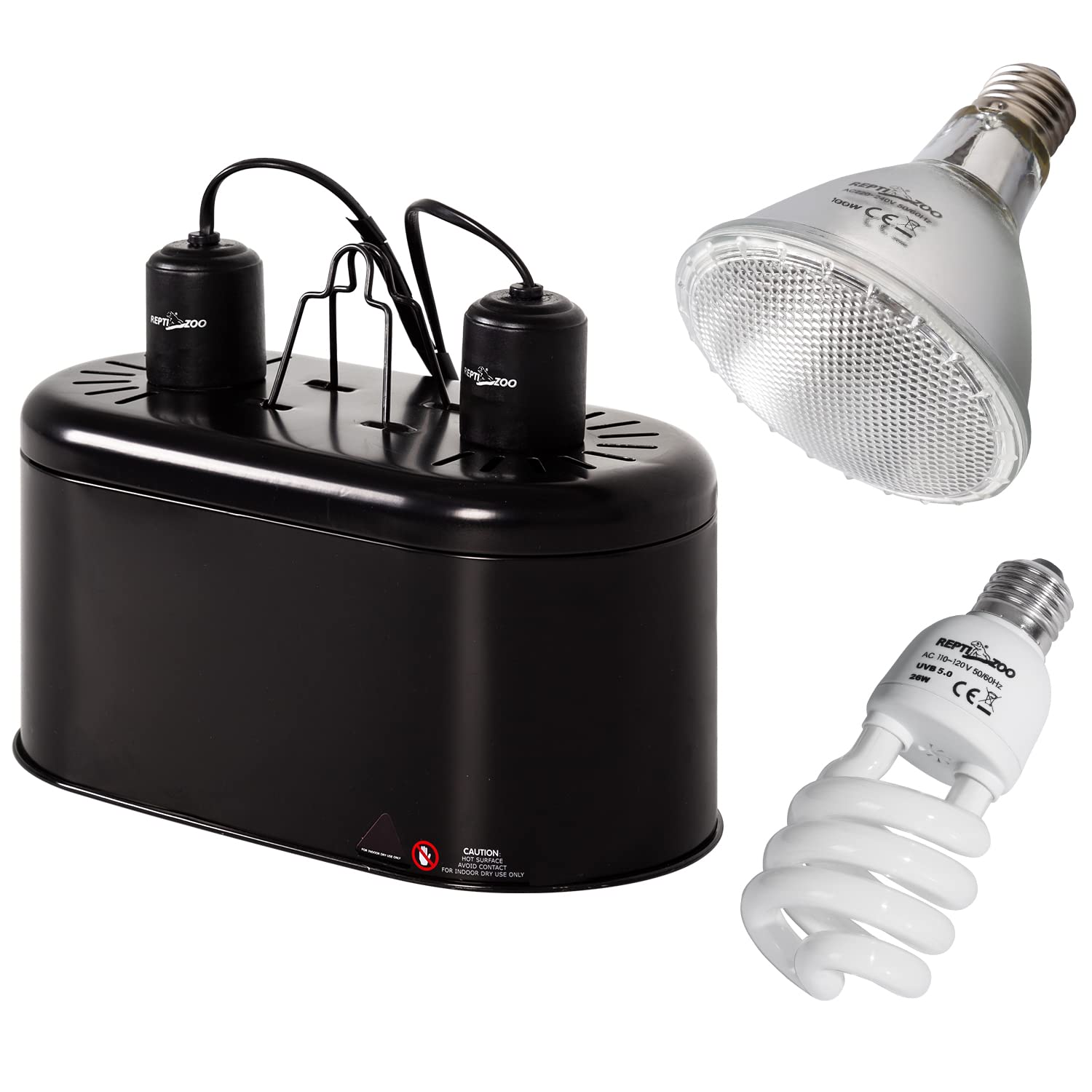 REPTI ZOO dual-lamp fixture setup for convenient heat and light control