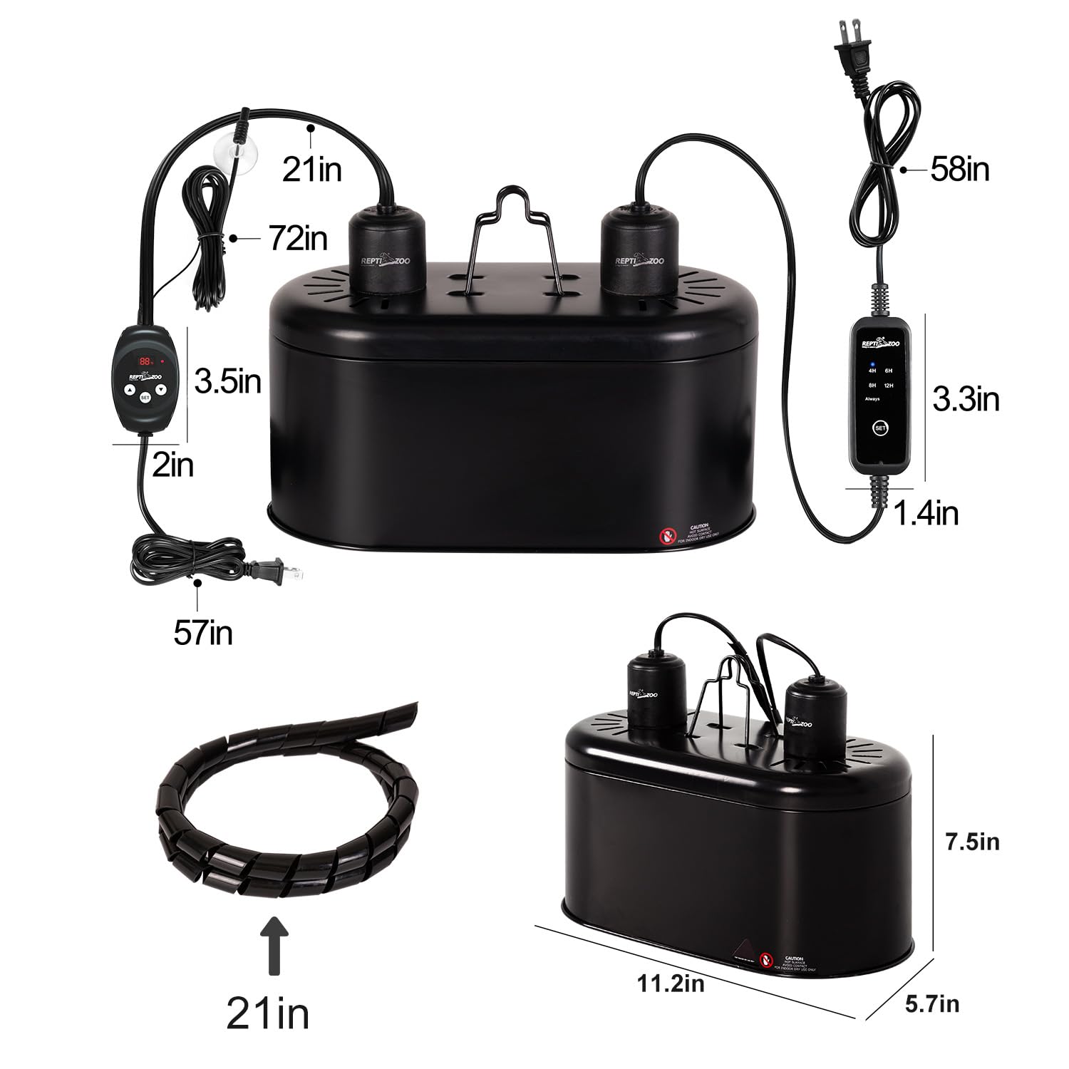 REPTI ZOO unit with independent controls on side for temperature management.