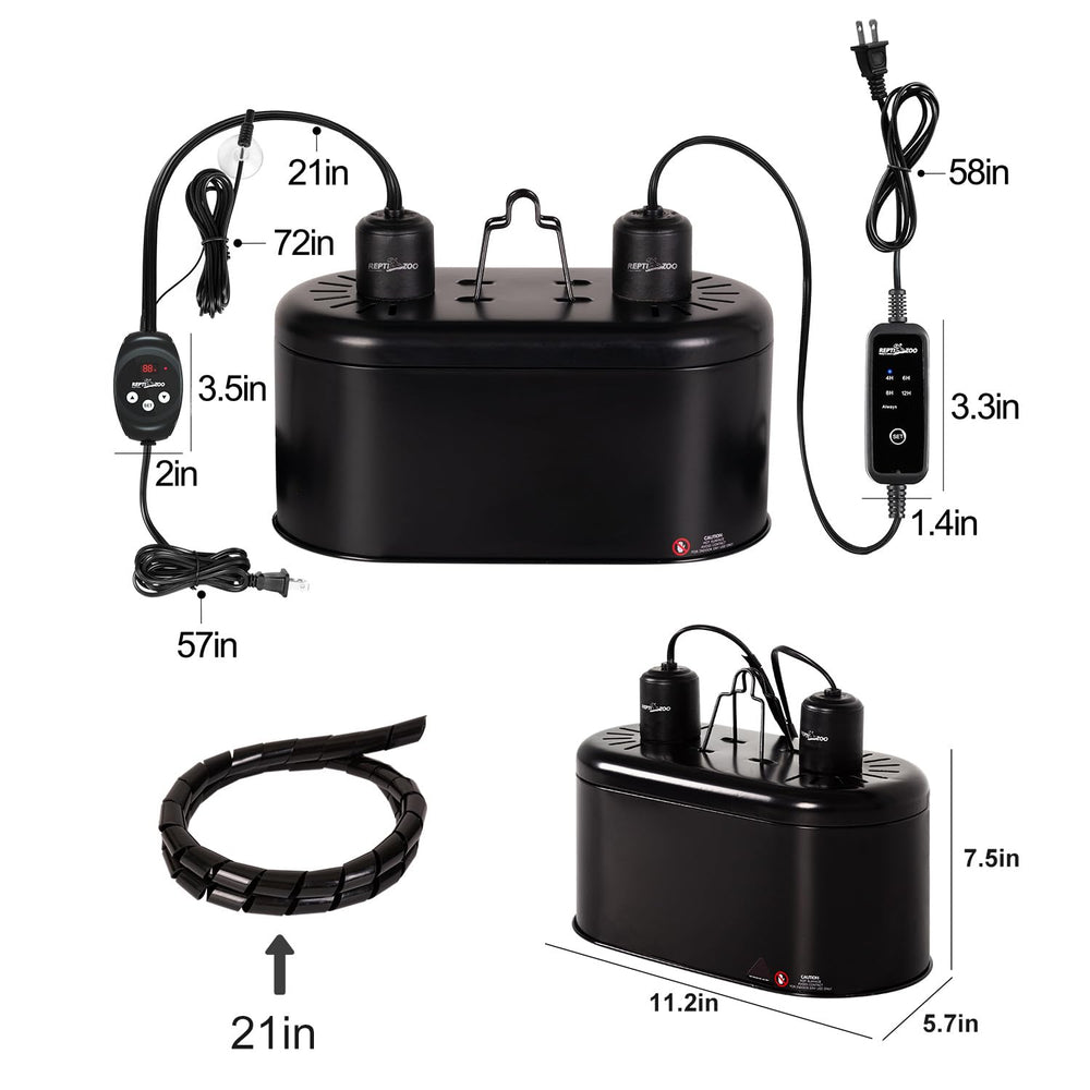 REPTI ZOO unit with independent controls on side for temperature management.