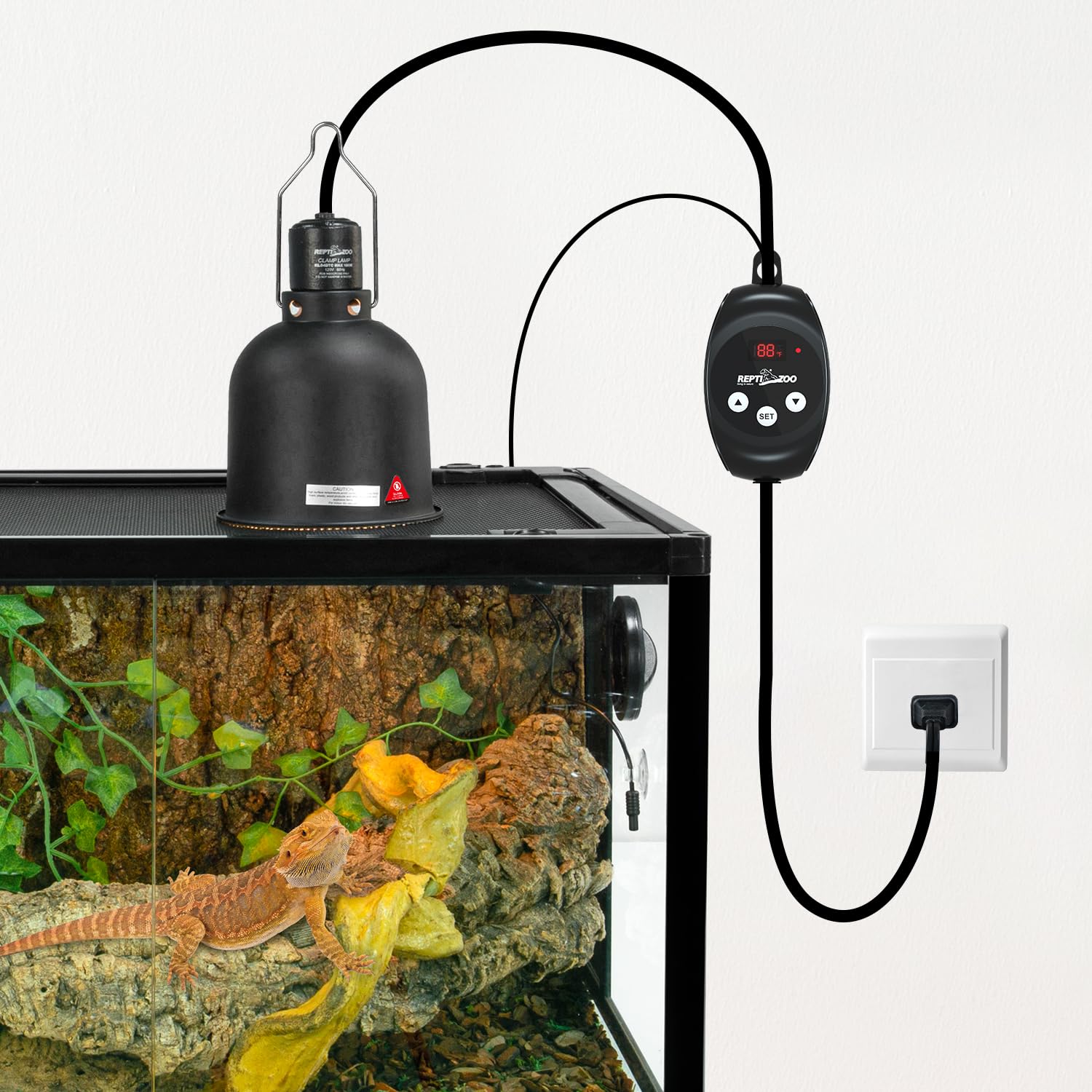 REPTI ZOO Easy terrarium setup with dimming thermostat for reliable heating