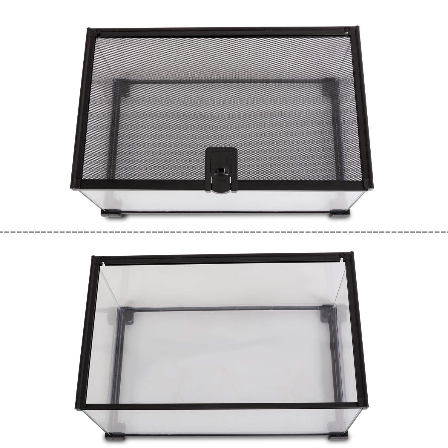 REPTI ZOO top with feeding hole and ventilation for airflow.