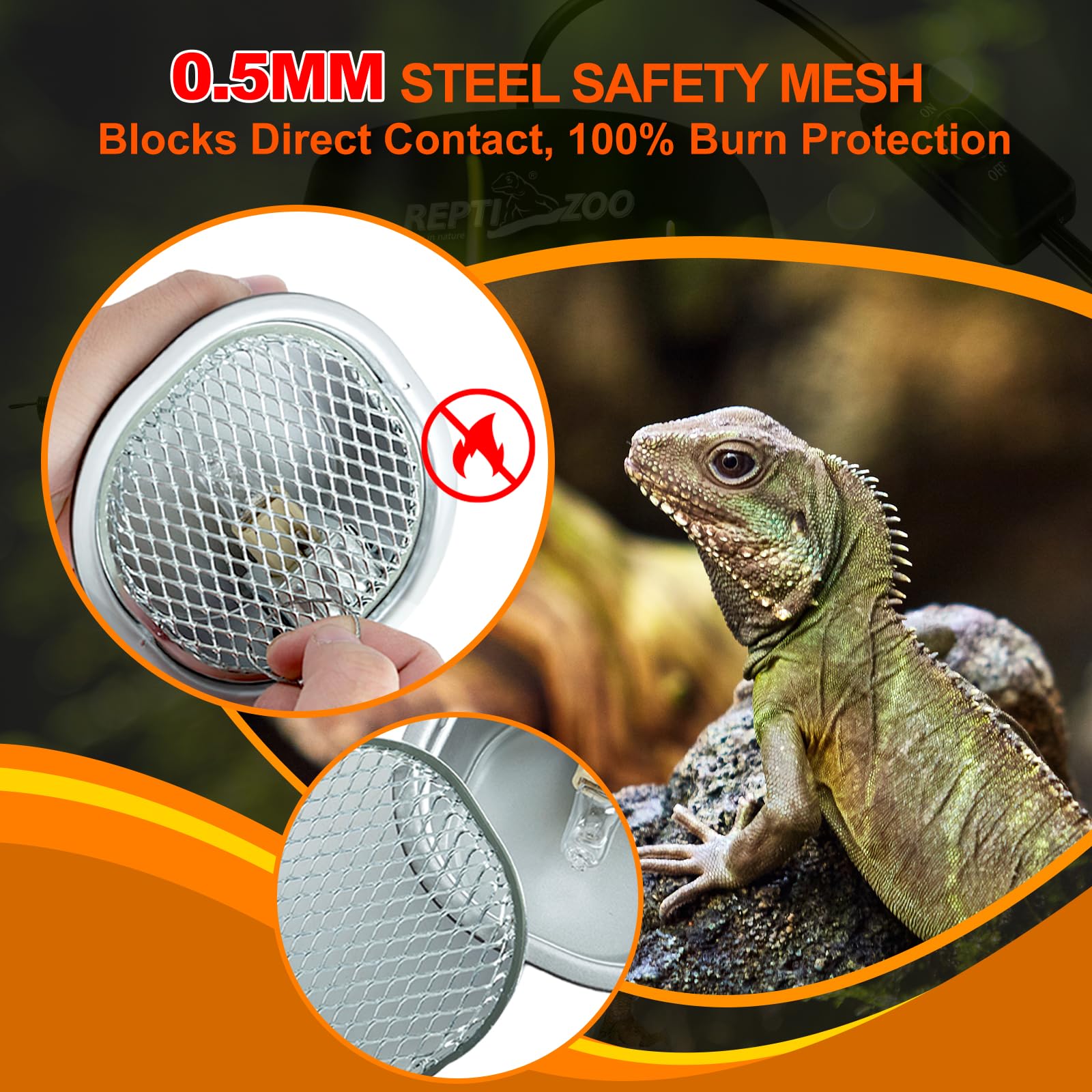 REPTI ZOO G9 aluminum reflector distributes warm white light evenly.