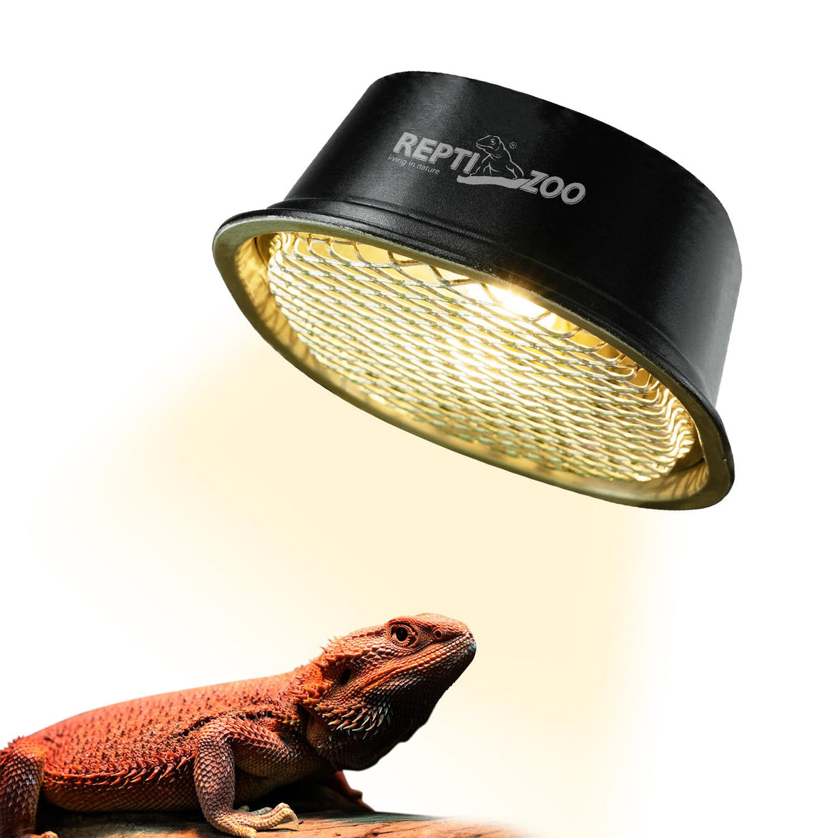 REPTI ZOO G9 heat bulb warms the enclosure for reptiles.