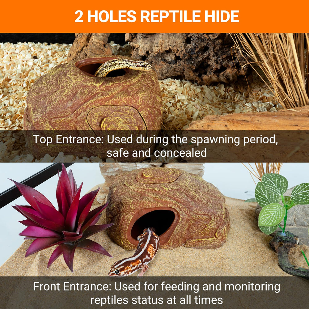 REPTI ZOO Gecko Hide Cave top hole for eggs and daily use