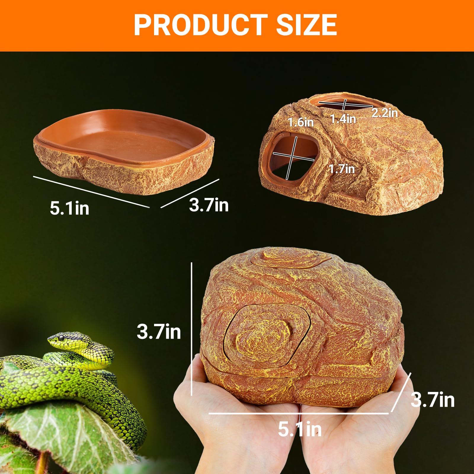 REPTI ZOO Gecko Hide Cave side entrance enables easy access