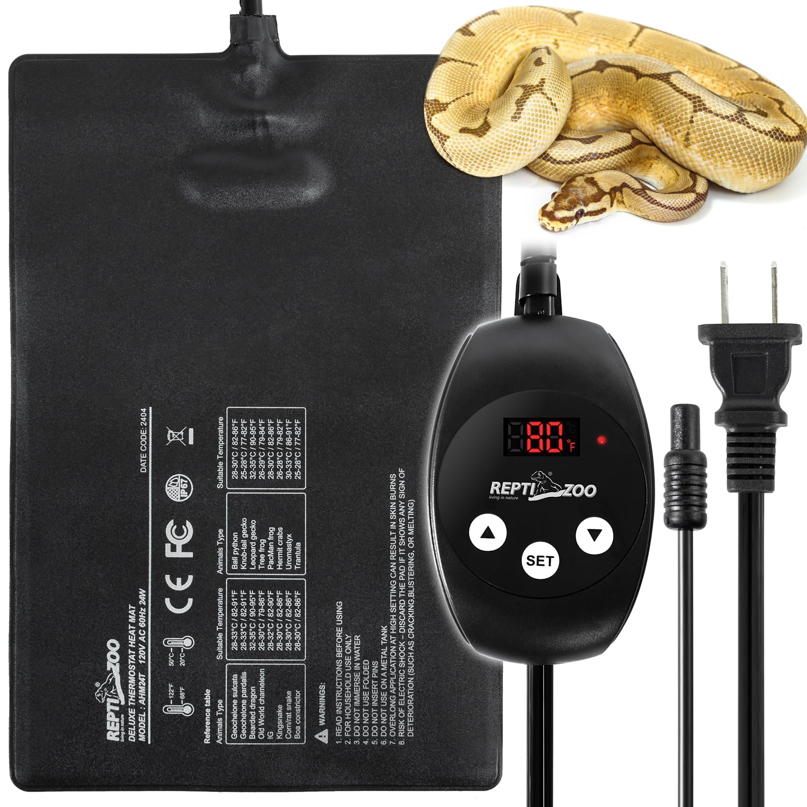 REPTI ZOO heat pad 8x12 front view delivers consistent reptile warmth