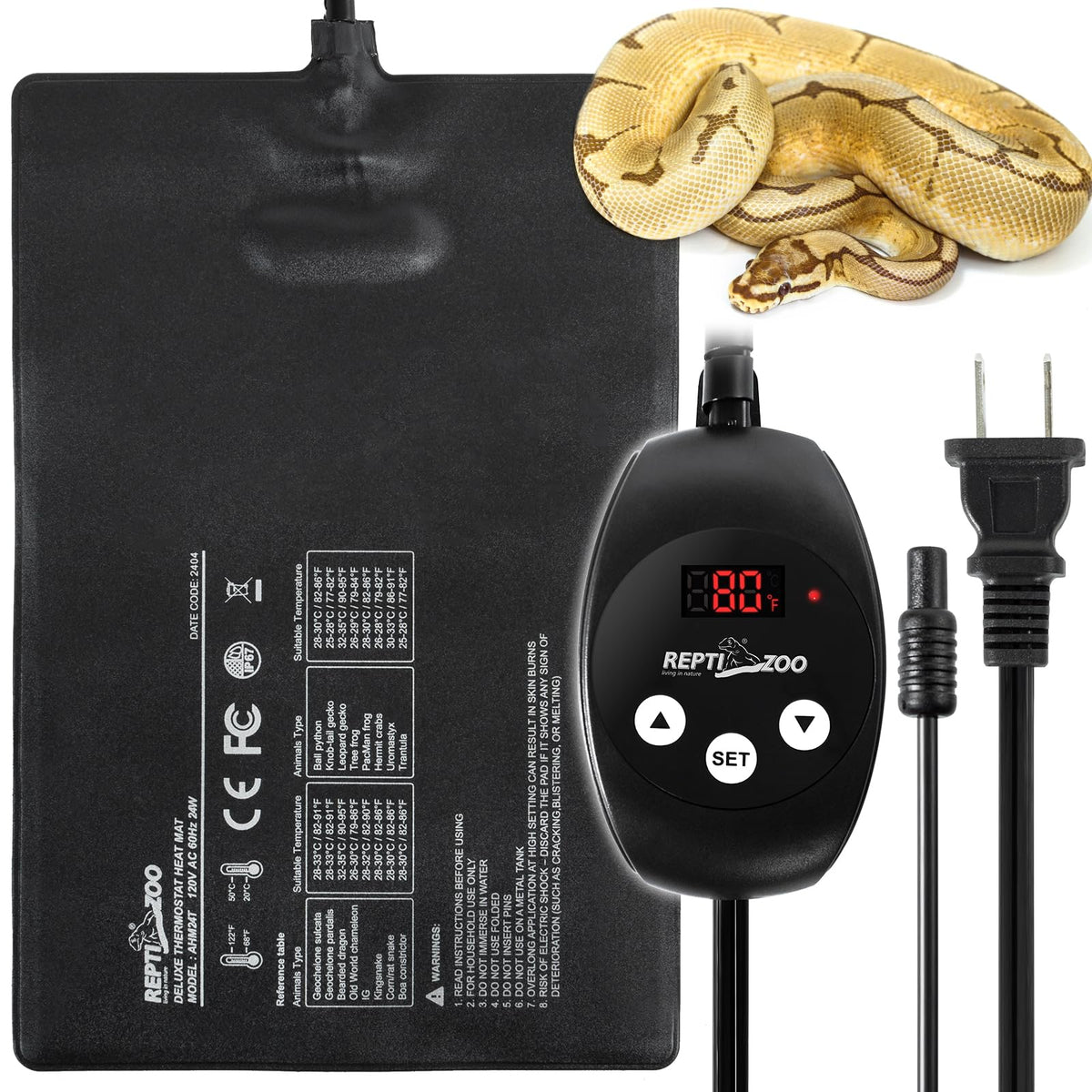REPTI ZOO heat pad 8x12 front view delivers consistent reptile warmth