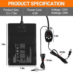REPTI ZOO heat pad thermostat control dial shows precise temperature control
