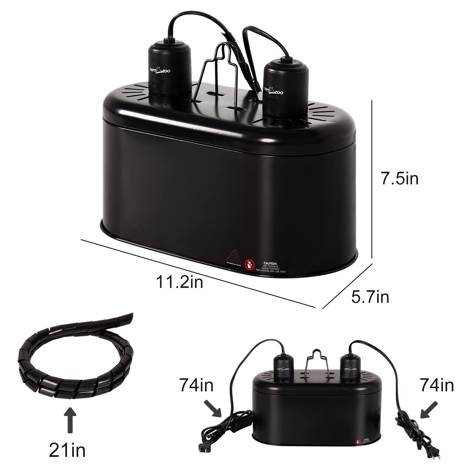 REPTI ZOO infrared basking spot heats without disturbing your reptile.