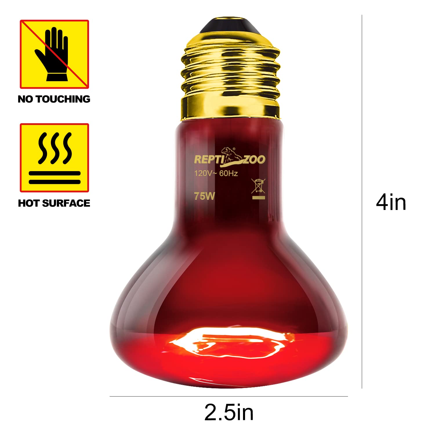 REPTI ZOO red-heat-emission bulb delivers gentle heat with minimal glare.