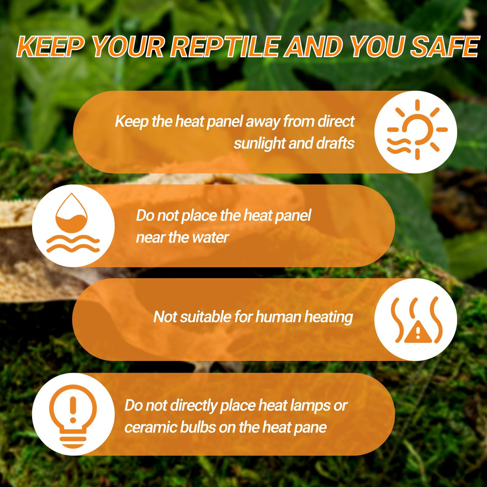 REPTI ZOO reptile heat panel safety feature prevents burns by steady air flow