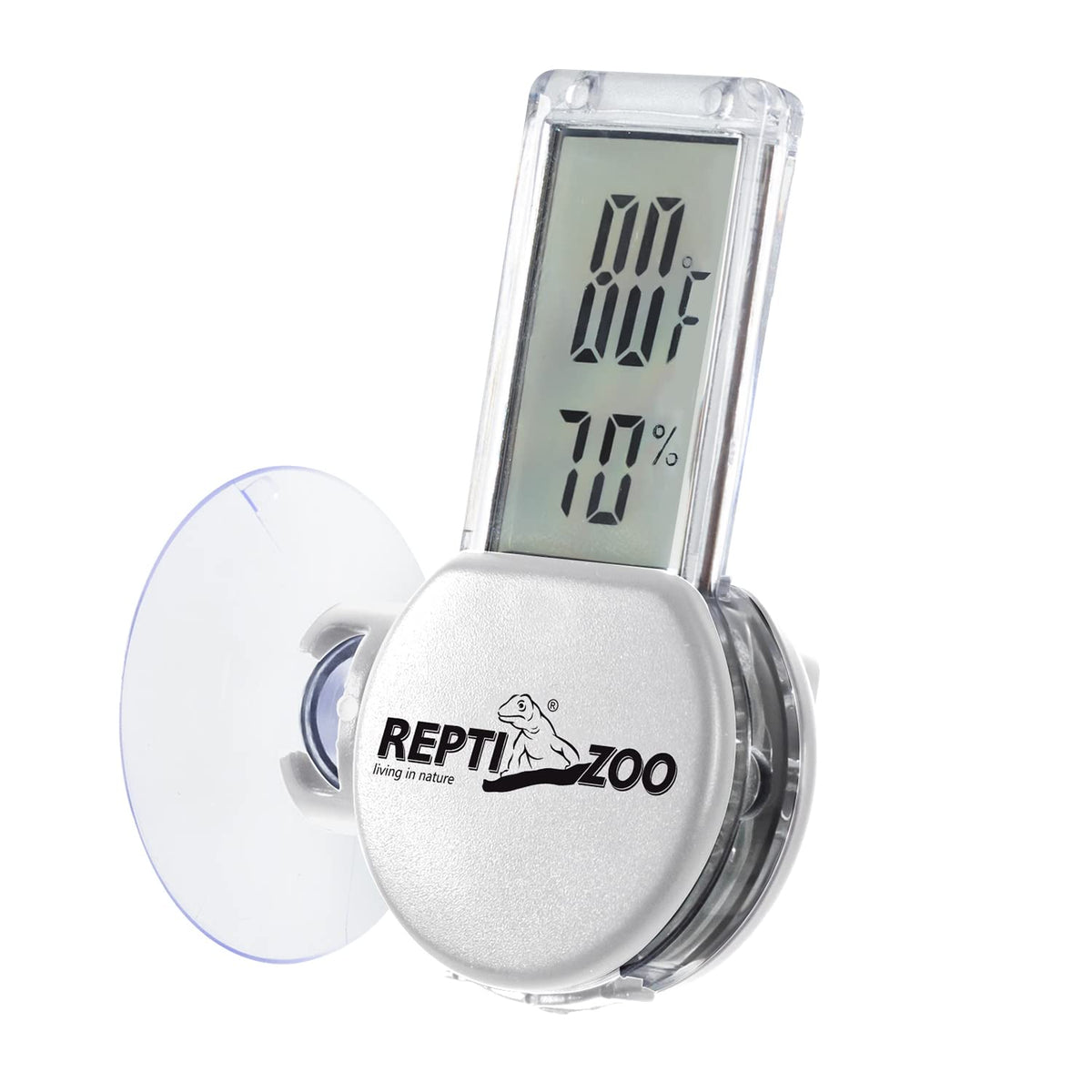 REPTI ZOO thermometer hygrometer with suction cup for reliable enclosure readings.