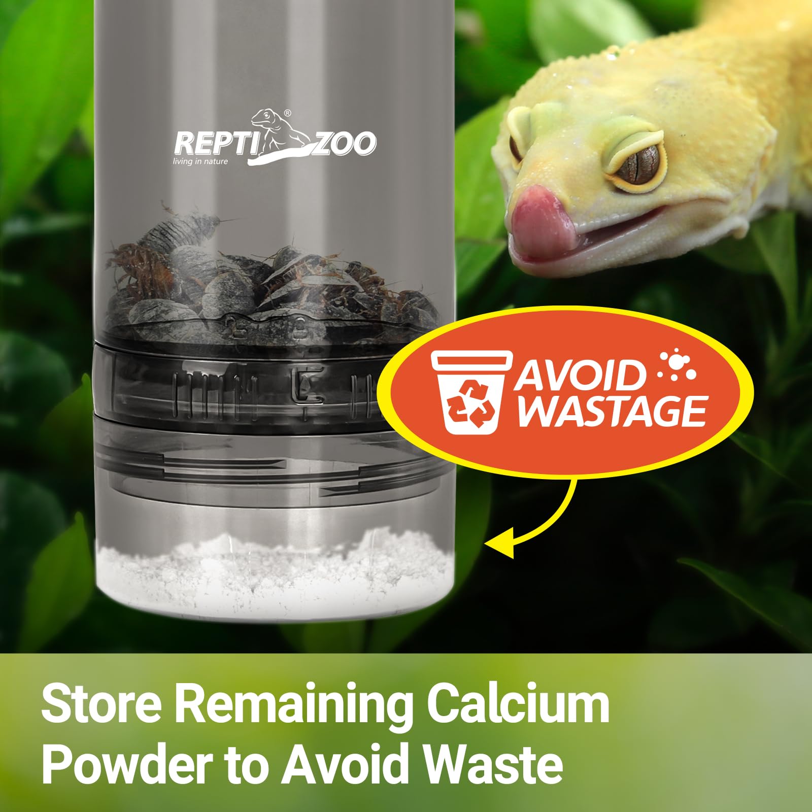 REPTI ZOO rotating outlet opening allows controlled supplement release