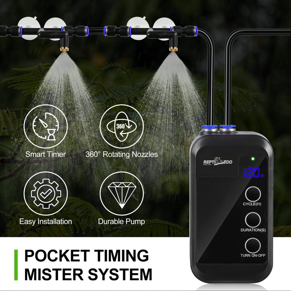 REPTI ZOO smart spray timing demonstrates programmable mist cycles for habitats.