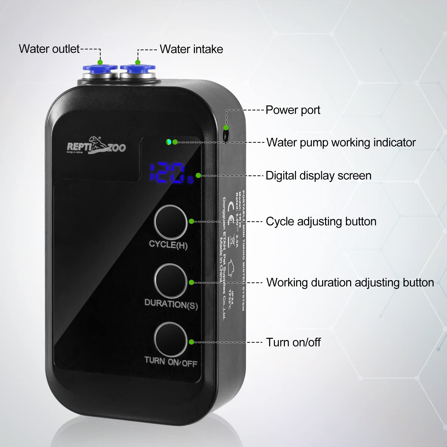 REPTI ZOO tankless water design enables flexible water access for terrariums.