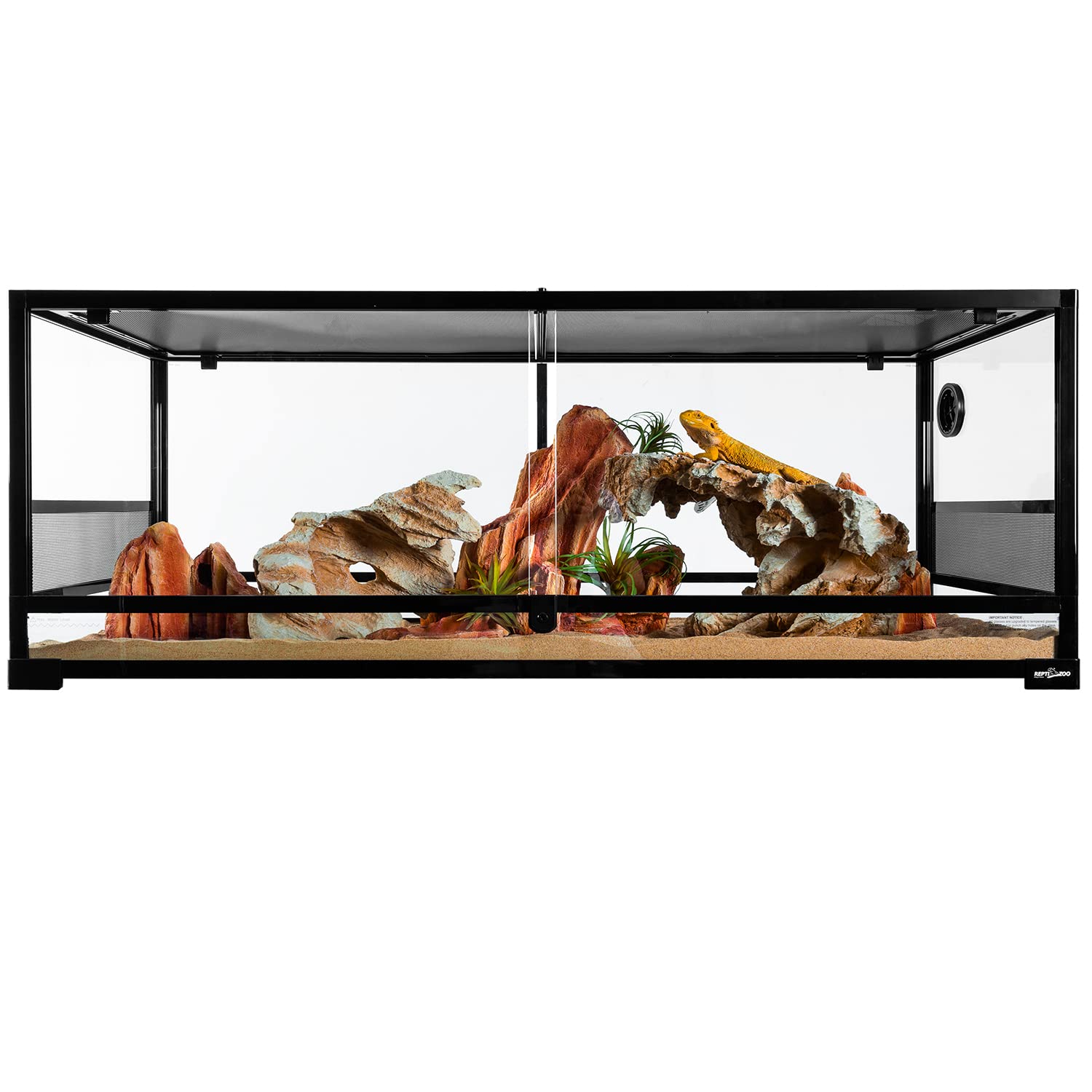 REPTI ZOO tempered glass terrarium bearded dragon setup ready in minutes.