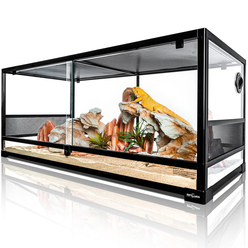REPTI ZOO tempered glass terrarium is a versatile habitat for reptiles.