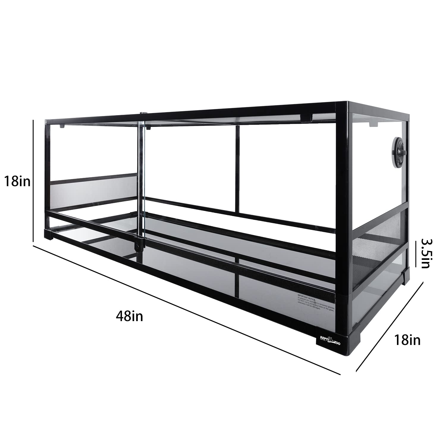 REPTI ZOO terrarium side ventilation balances moisture and airflow.