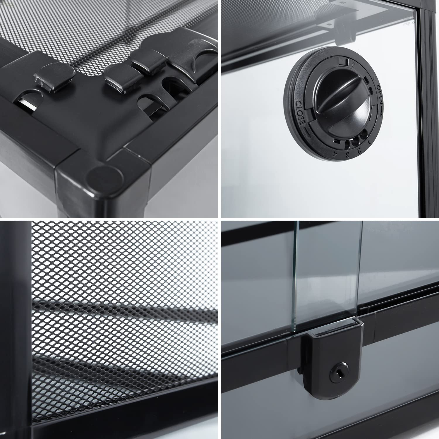 REPTI ZOO terrarium top vents and ports for wiring management.