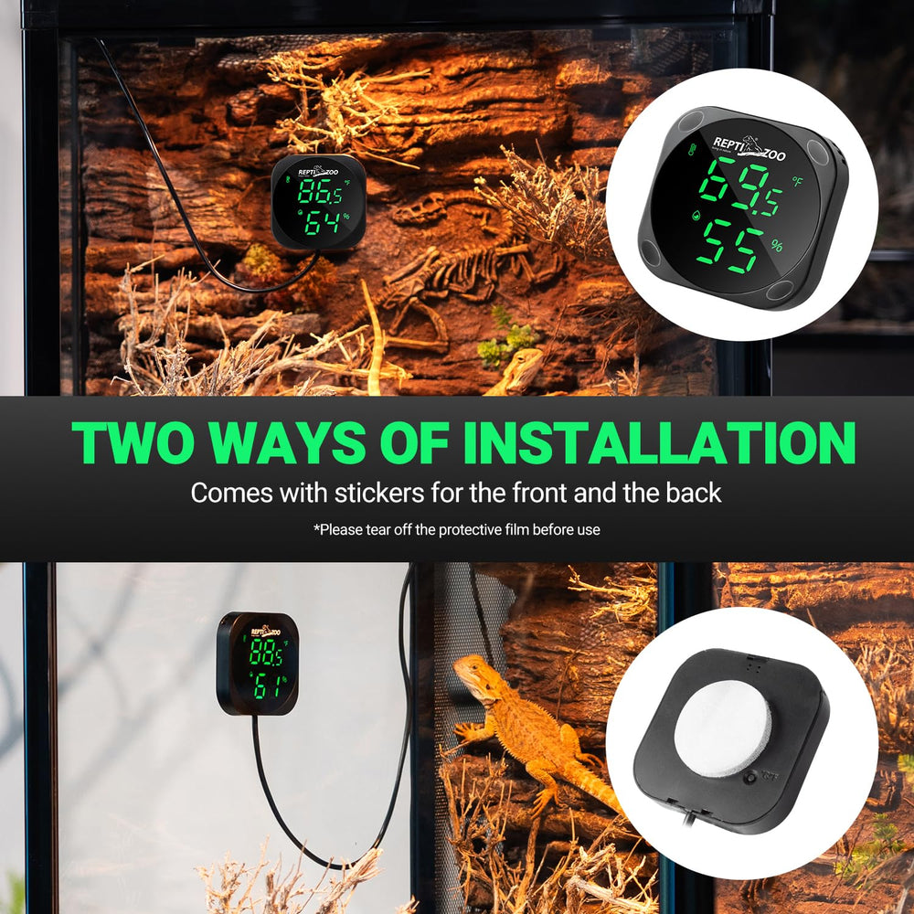 REPTI ZOO supports wide ranges 32°F-140°F and 10-99% RH.
