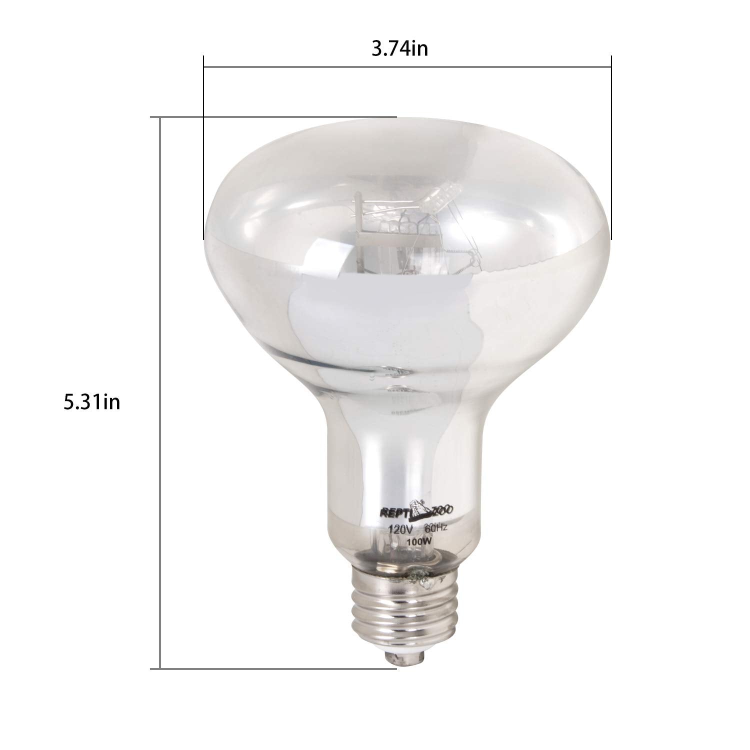 REPTI ZOO UVB 100W basking spotlight close-up highlighting UVB output.