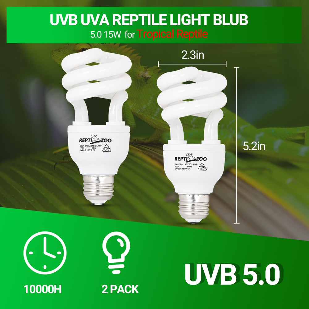 REPTI ZOO UVB light 5.0 15W bulbs in use support natural basking.