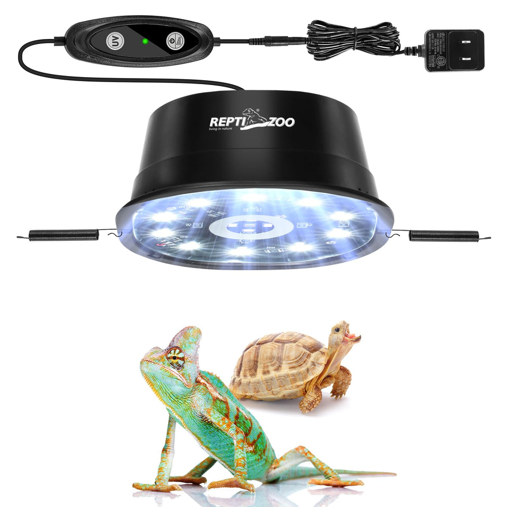REPTI ZOO UVB light dimming overview showing adjustable brightness for day–night cycles