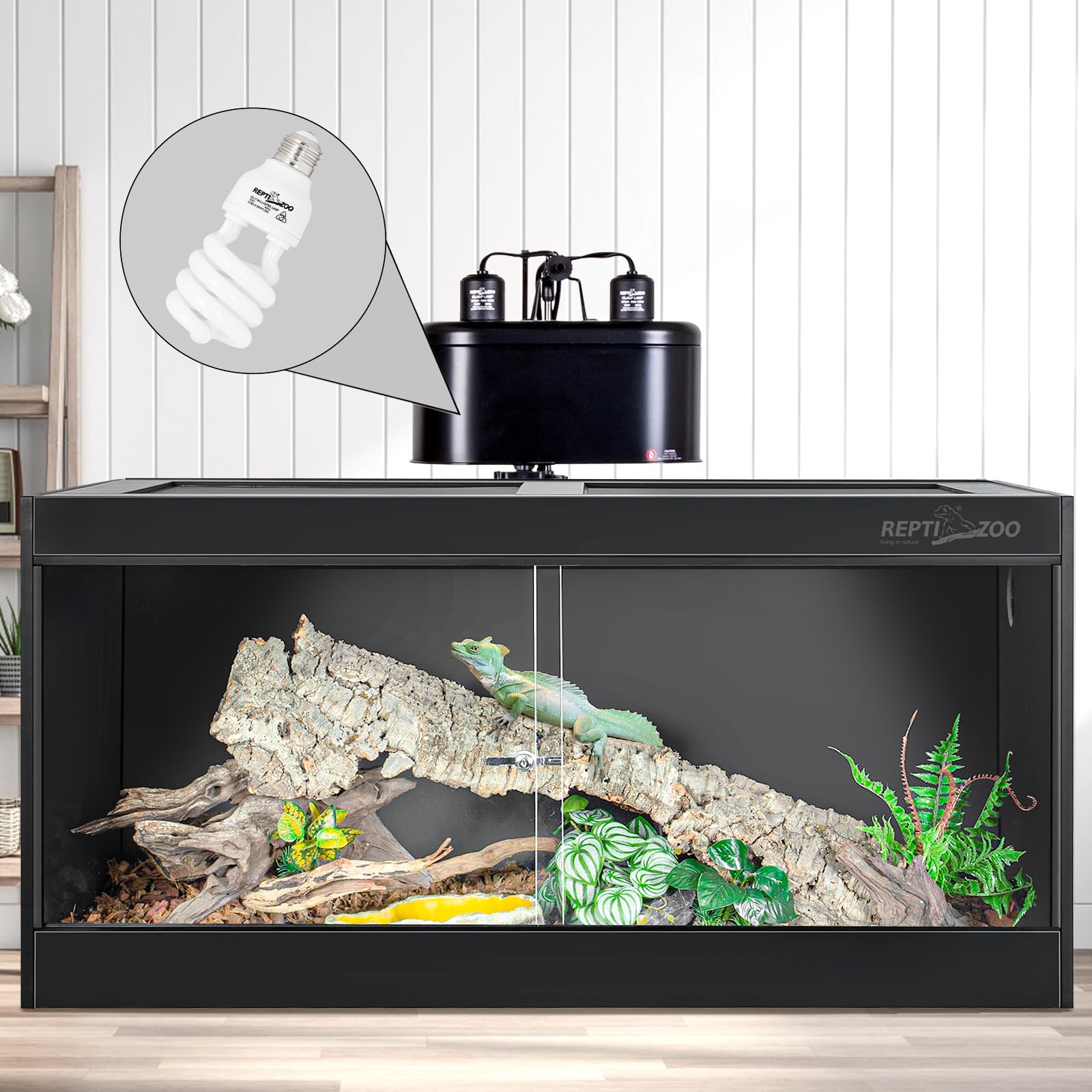 REPTI ZOO UVB light promotes healthy activity and appetite in terrarium pets