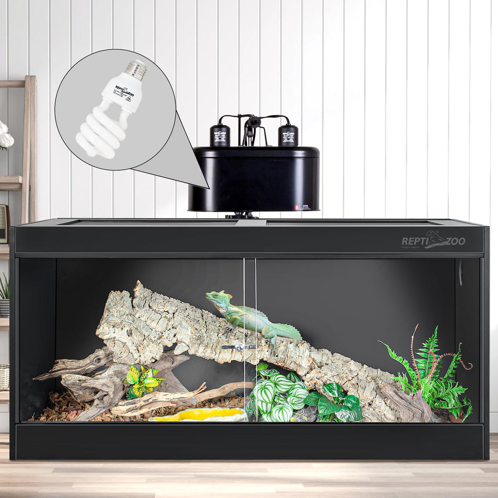 REPTI ZOO UVB light promotes healthy activity and appetite in terrarium pets