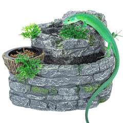 REPTI ZOO water fountain waterfall promotes natural hydration for bearded dragons.