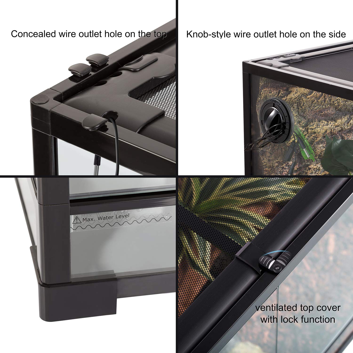 REPTI ZOO 24x18x36 waterproof base prevents leaks during use.