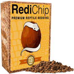 ReptiChip Premium Coconut Substrate; loose medium bedding for reptiles; dust-free and ready to hydrate.