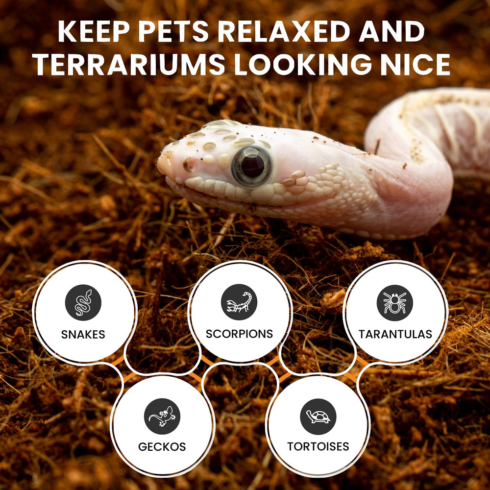ReptiEarth dust-free microfiber blend shown for easy, clean reptile habitats.