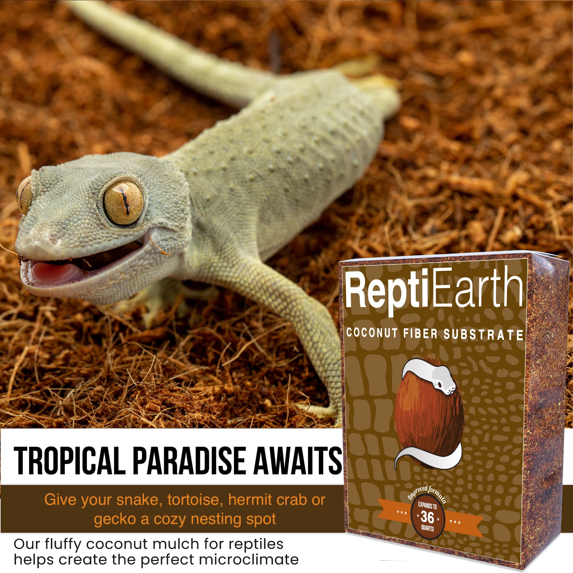 ReptiEarth dust-free substrate indicating clean, low-dust maintenance.