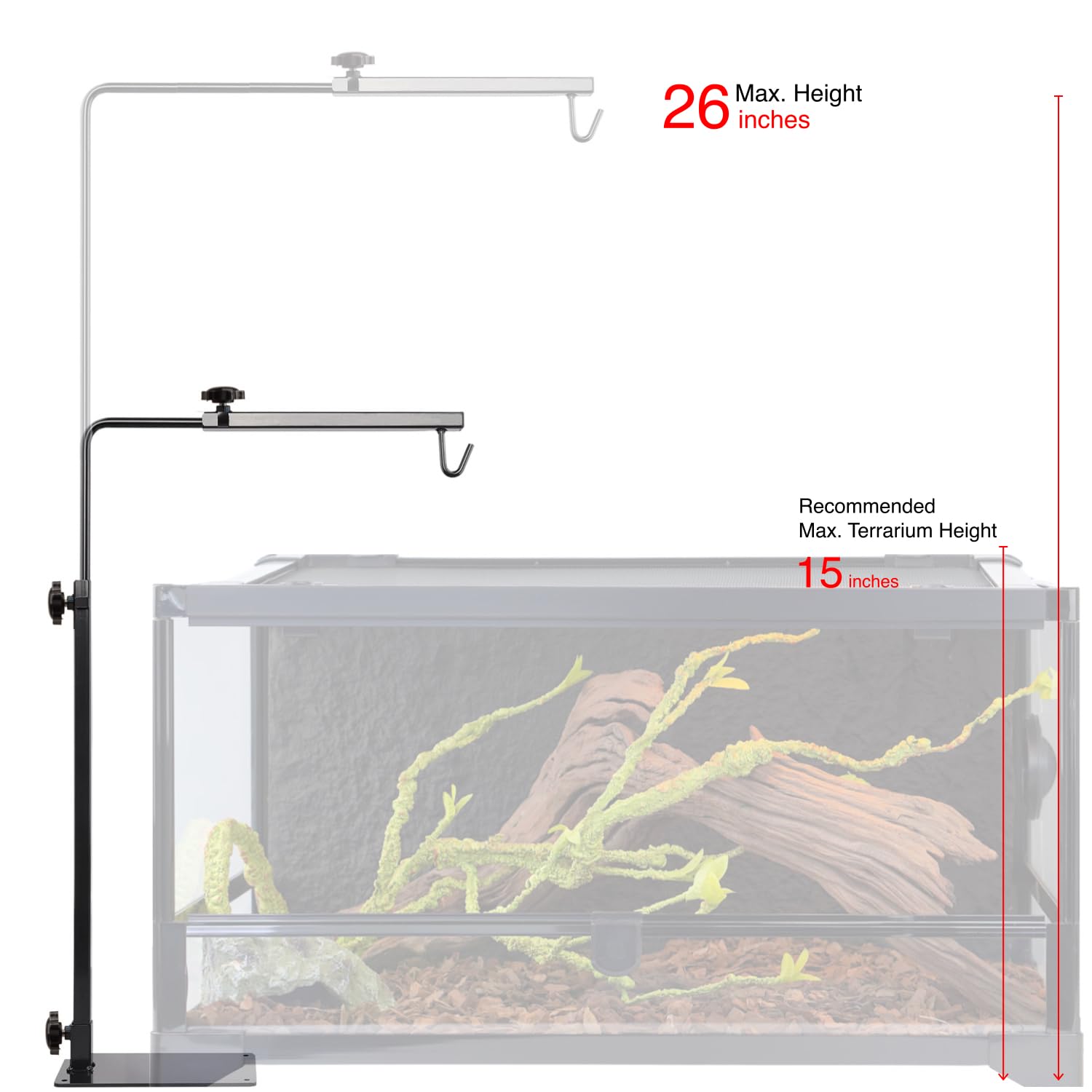 ReptiKing adjustable poles and arms for precise heat exposure.