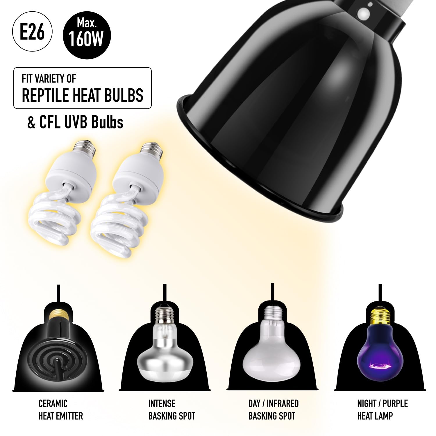 ReptiKing ceramic socket with E26 ensures durable, heat-resistant connections.