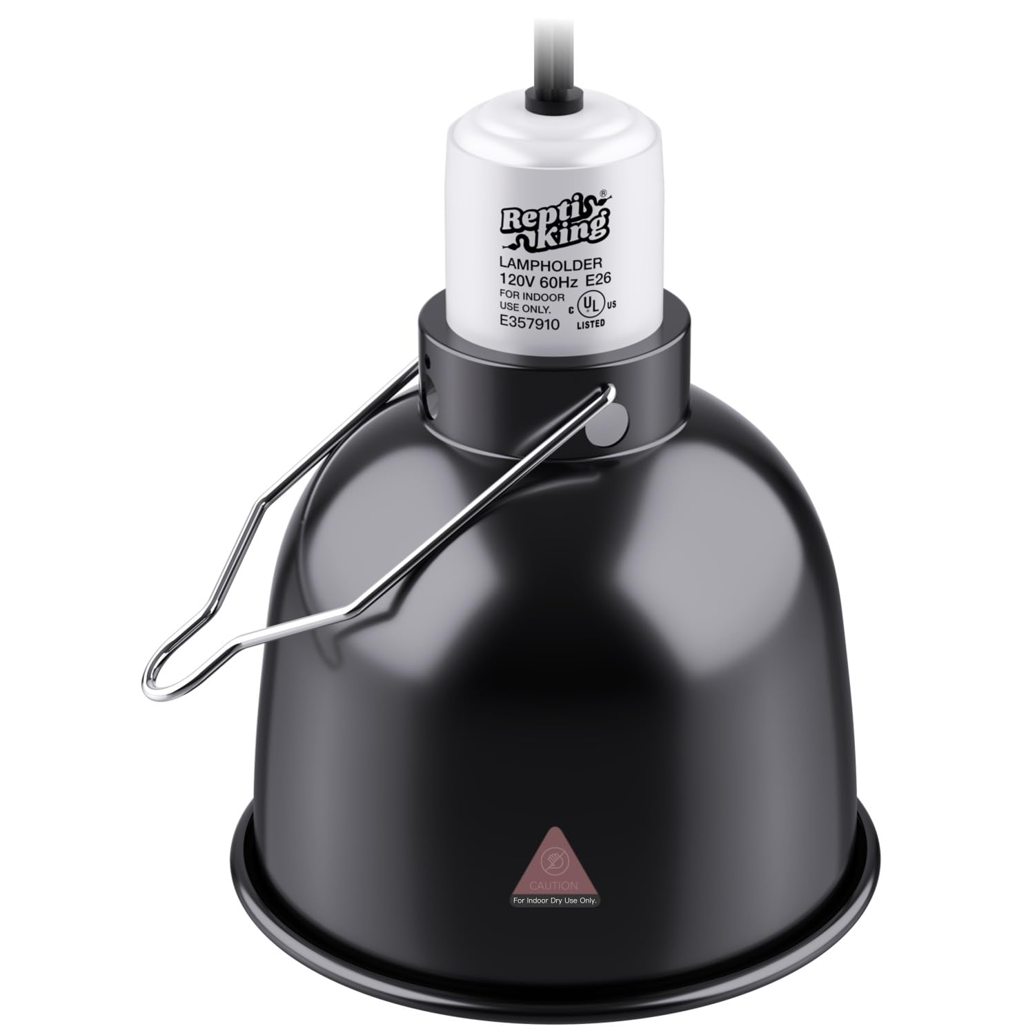 ReptiKing deep-dome UVB bulb holder increases light coverage for reptiles.