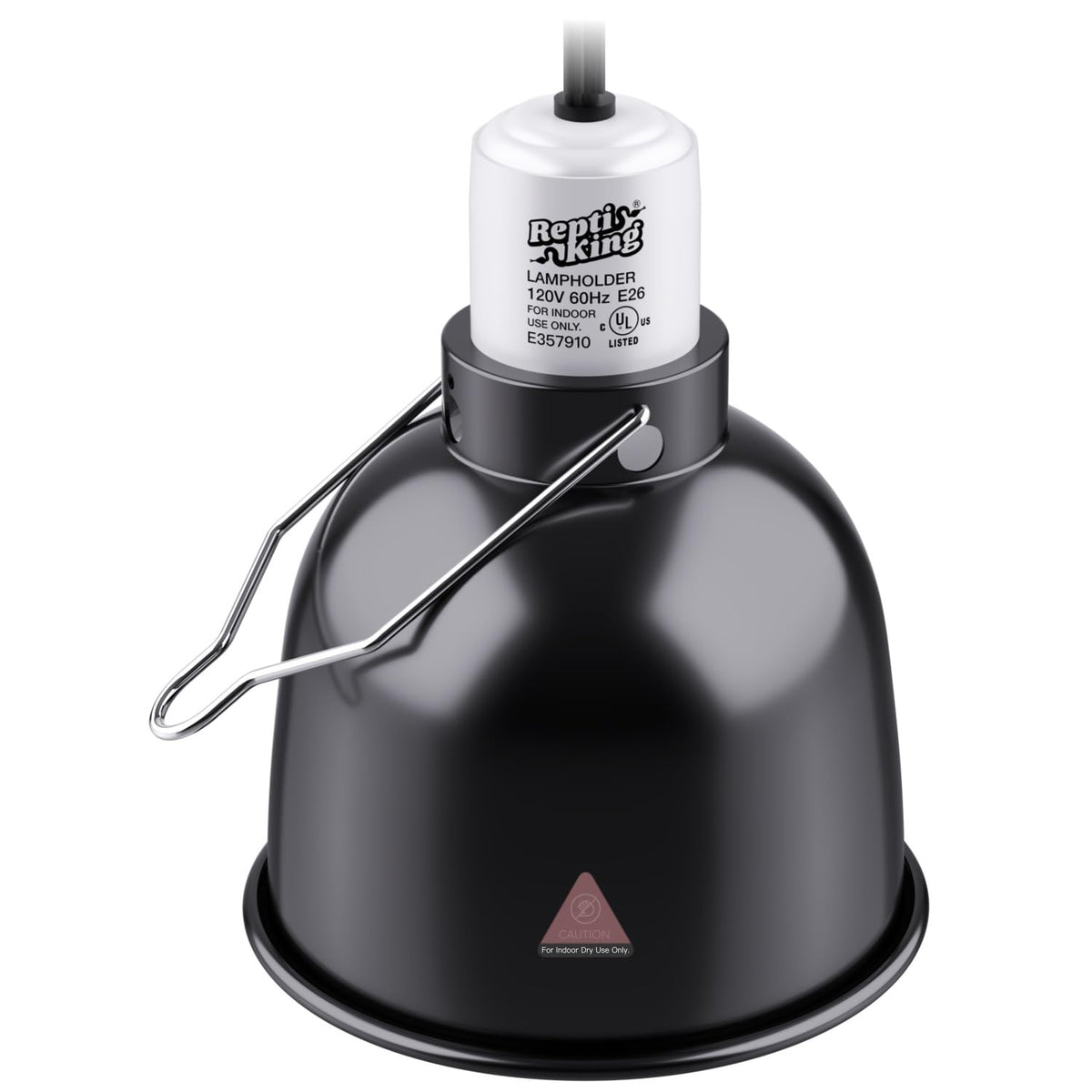 ReptiKing deep-dome UVB bulb holder increases light coverage for reptiles.