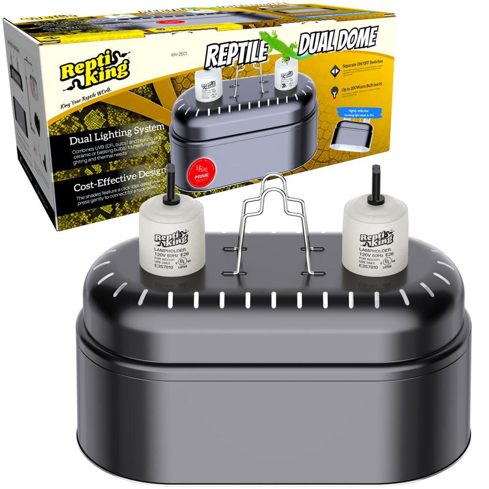 ReptiKing dual light dome showing heat and UVB capability for reptile tanks