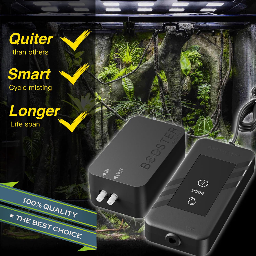 ReptiKing misting nozzles setup showing adjustable coverage for diverse enclosures