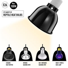 ReptiKing Reptile Light Dome reflector detail improves light distribution for basking zones.