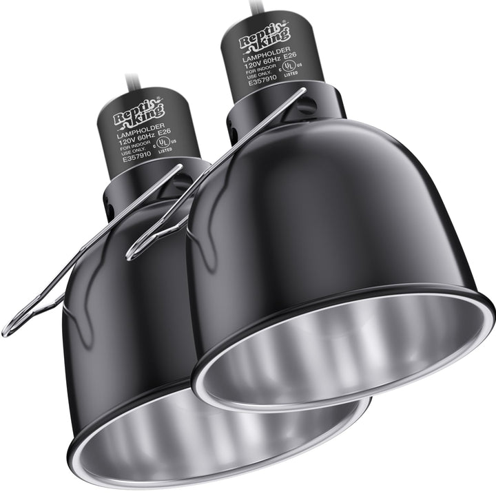 ReptiKing reptile light fixture front view showing easy setup and reliable heat