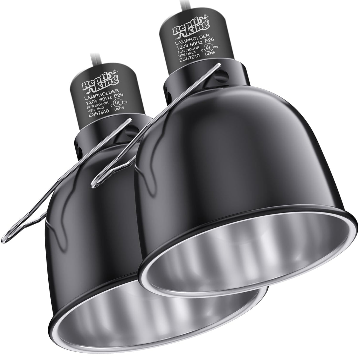 ReptiKing reptile light fixture front view showing easy setup and reliable heat
