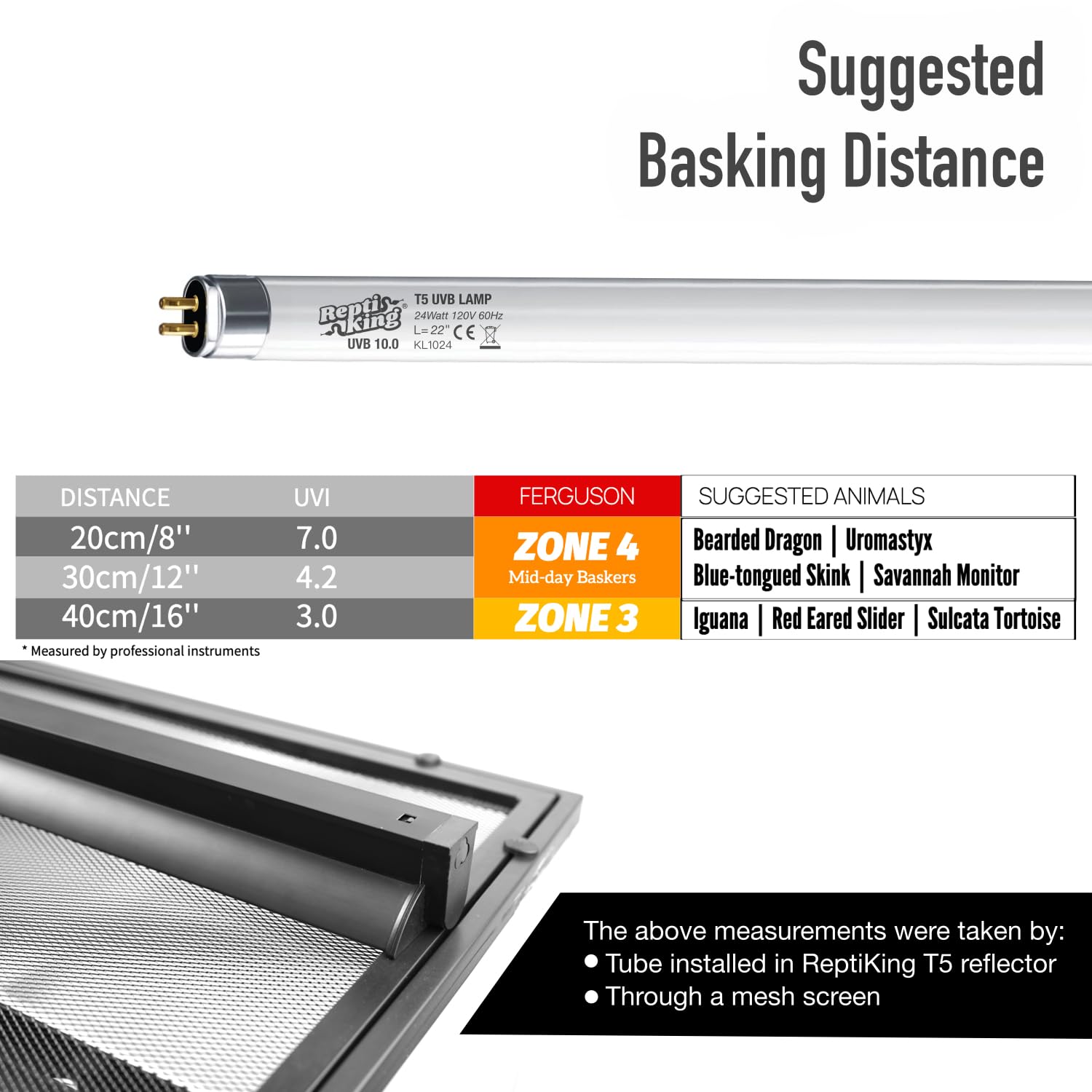 ReptiKing T5 UVB 10.0 24W 22-inch pack back view showing packaging.