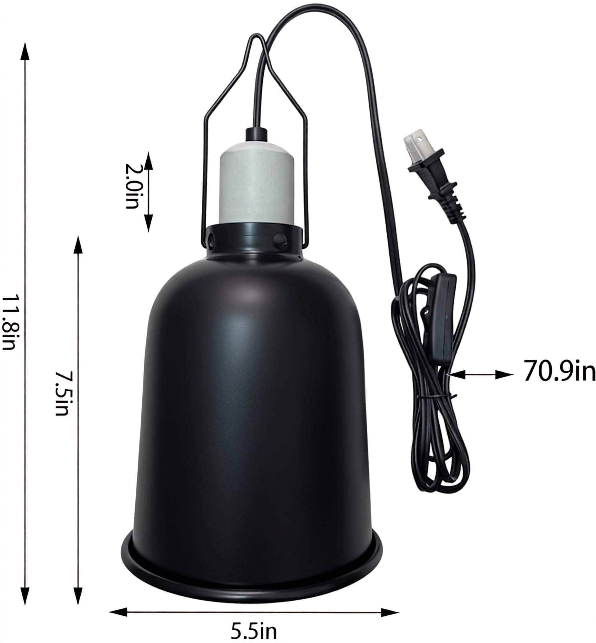 Interior aluminum dome with high reflectivity boosts heat and UV output.