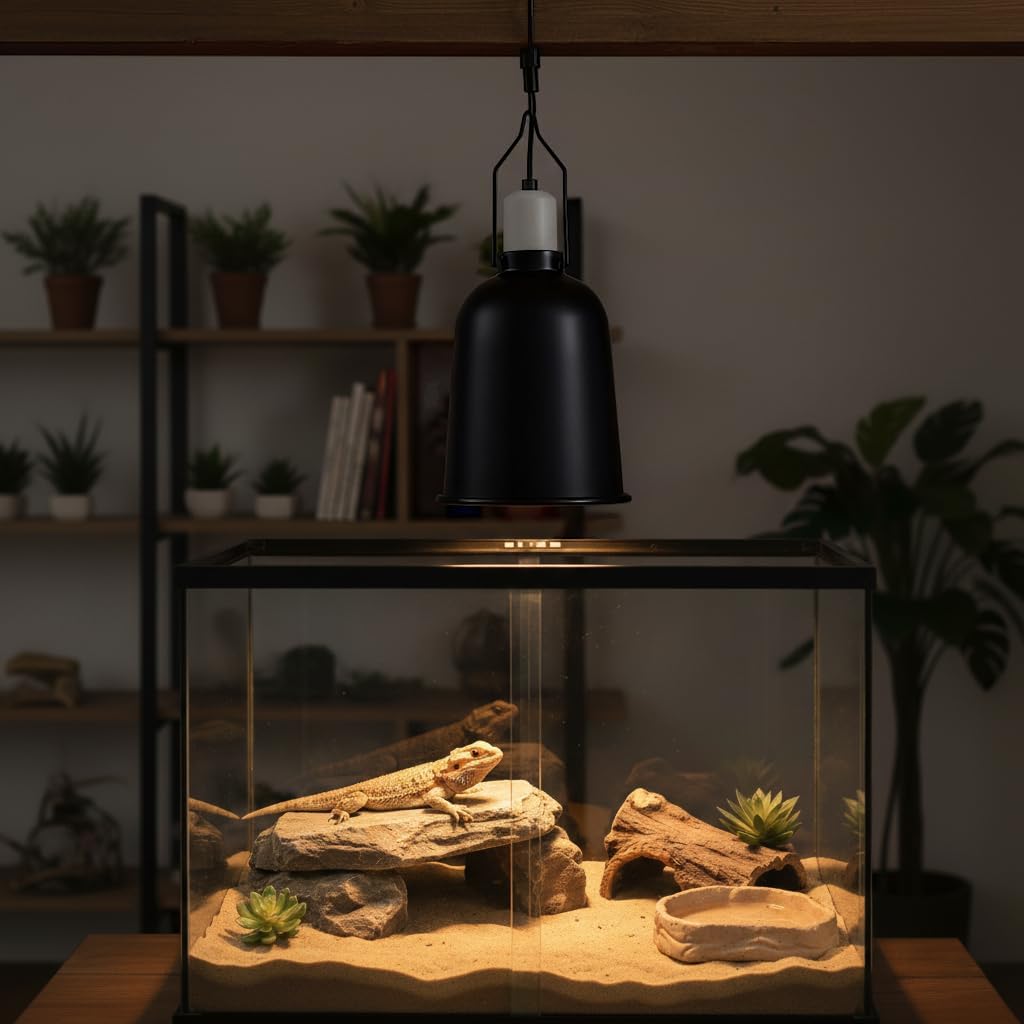 Ventilated dome design from Reptilux prevents heat buildup for safe operation.
