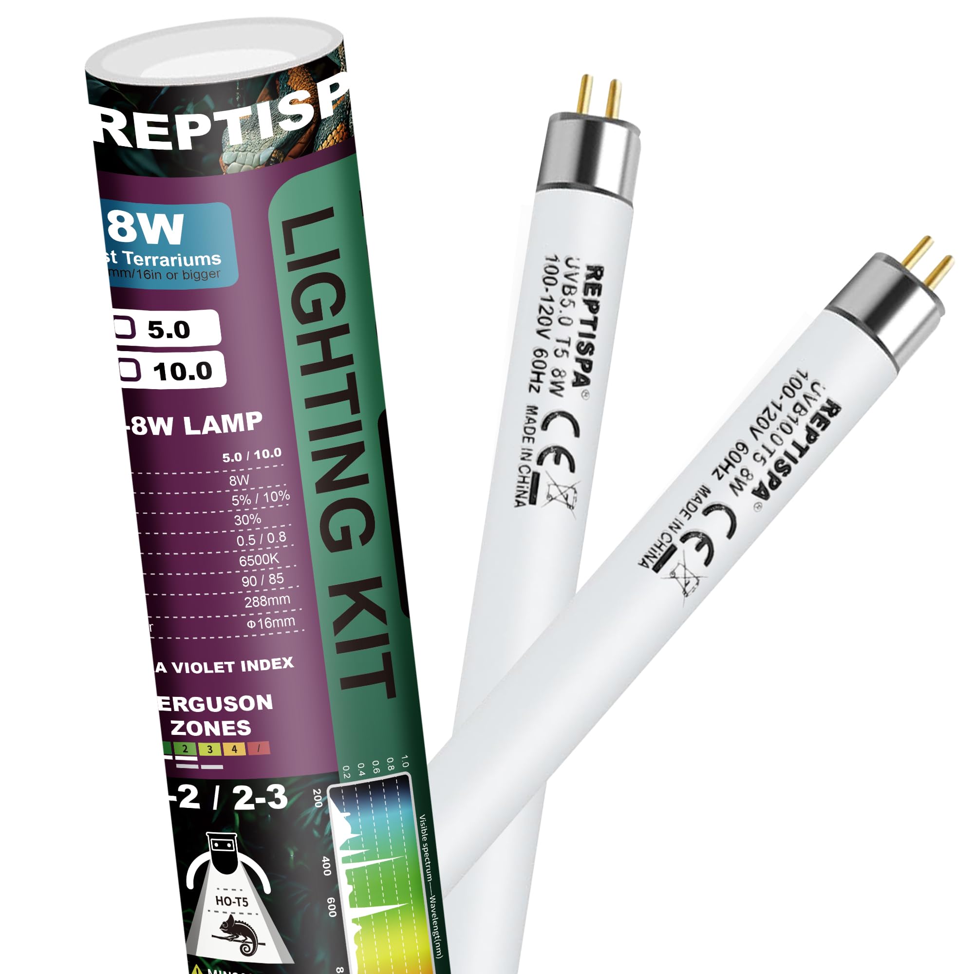Reptispa 5.0 UVB tubes two-pack for balanced exposure.
