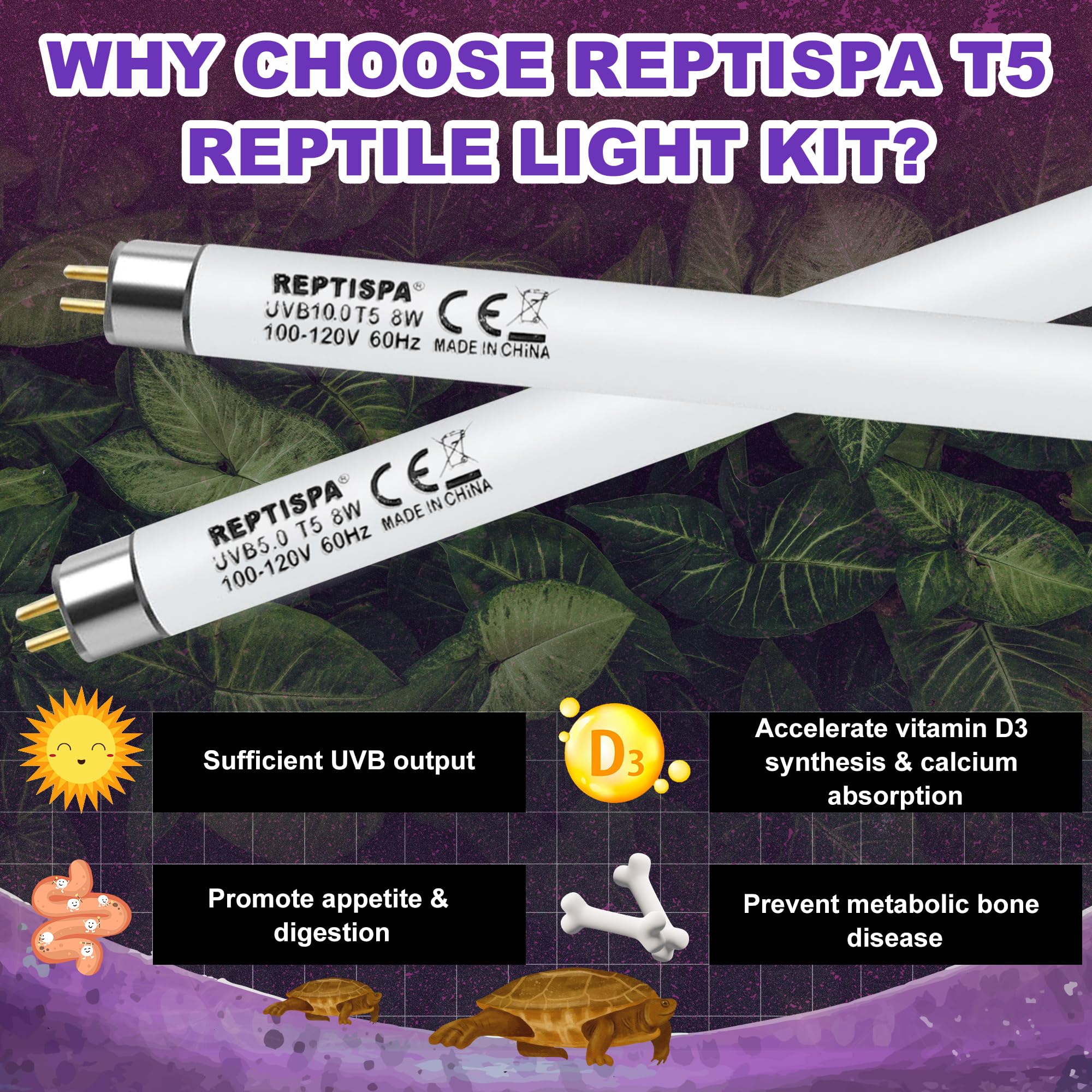 Reptispa UVB tube installed in terrarium for reliable lighting.