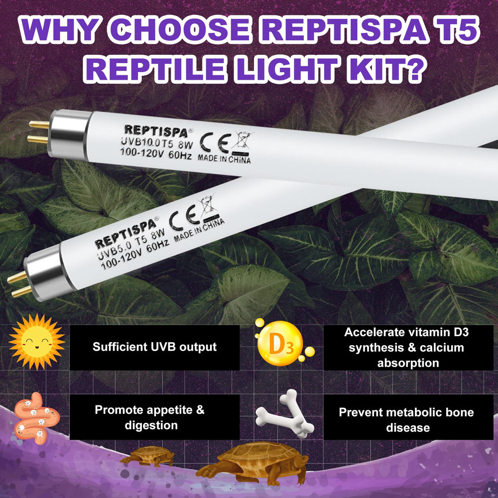 Reptispa UVB tube installed in terrarium for reliable lighting.